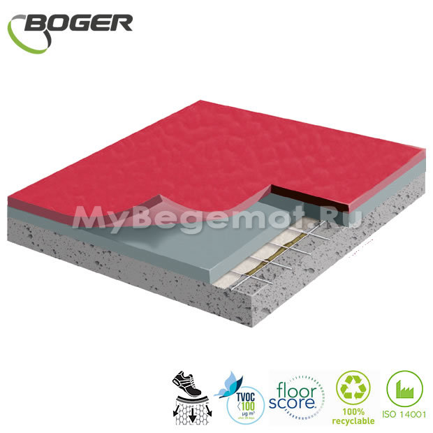 Спортивный линолеум Boger (SF) Sport Flooring Red 4.5 мм