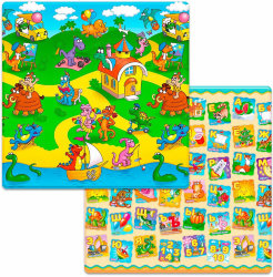Коврик для ползания FunKids™ Small-15 «Страна Динозавров / Азбука», двусторонний.